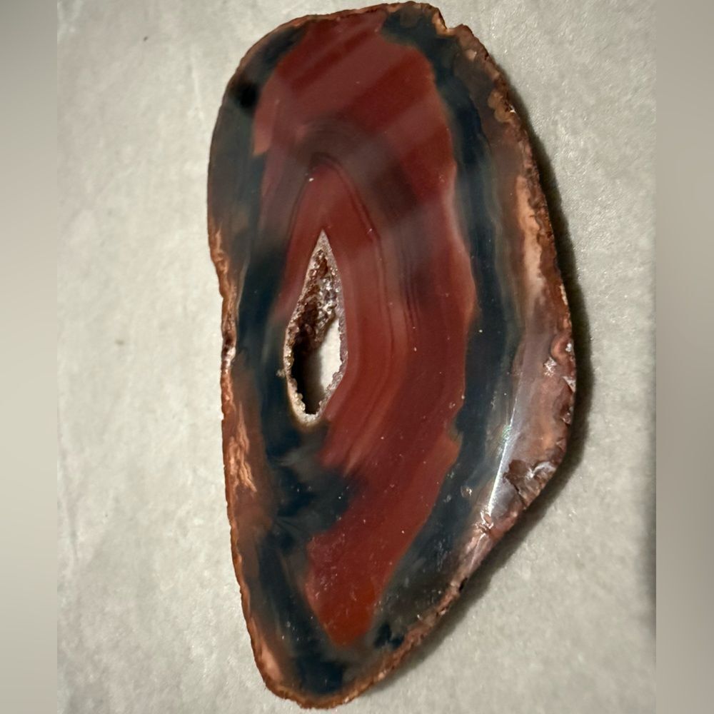 Polished Agate Slice – Natural Crystal Geode with Red & Black Bands - Picture 16 of 17